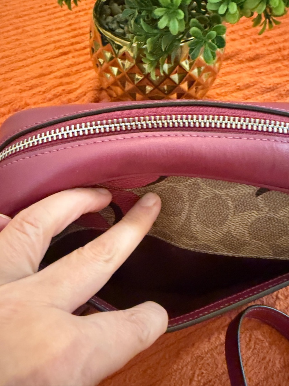 Coach Floral Pink and Tan Crossbody Bag - Picture 7 of 15